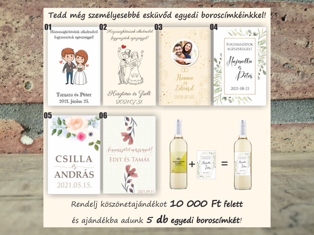 Fényképes boroscímke köszönetajándék