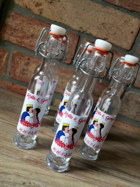 Csatos mini pálinkás üveg